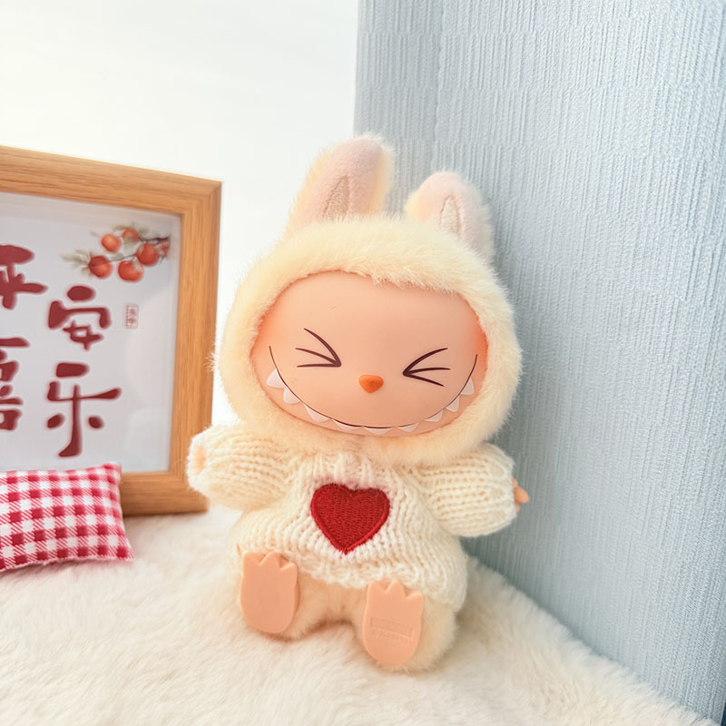 Solo ropa] Llavero de primera y segunda generación Labubu colgante de ropa Rabubu ropa de bebé suéter de punto traje de sombrero