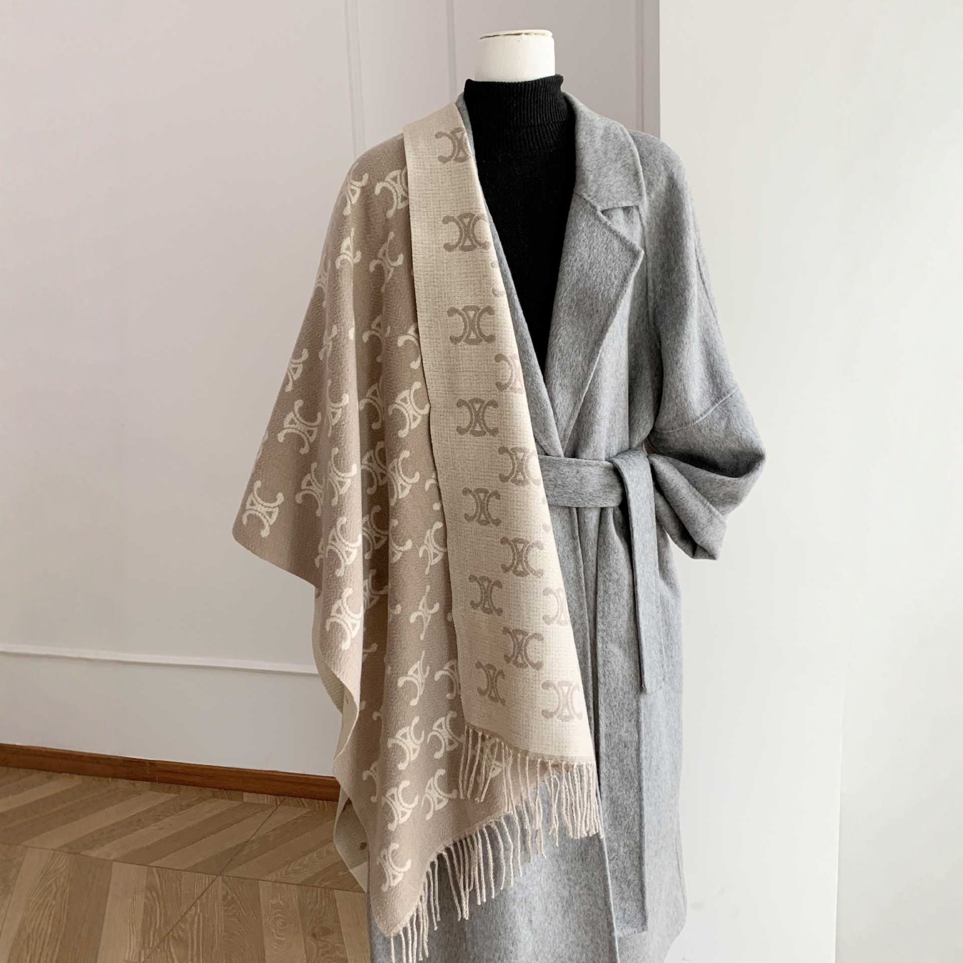 Nuevo arco de triunfo doble cara imitación bufandas de cachemira de bordas moda para hombres y mujeres engrosado amplio pañuelo europeo