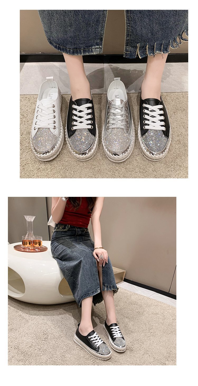 Women's Sports Solid Color Rhinestone Round Toe Flats display picture 9