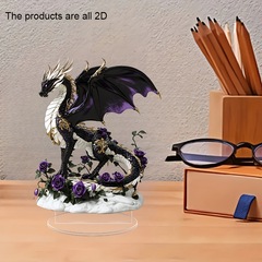 国境を越えて人気のボヘミアローズ黒金龍2Dアクリル置物オフィスの家庭装飾置物