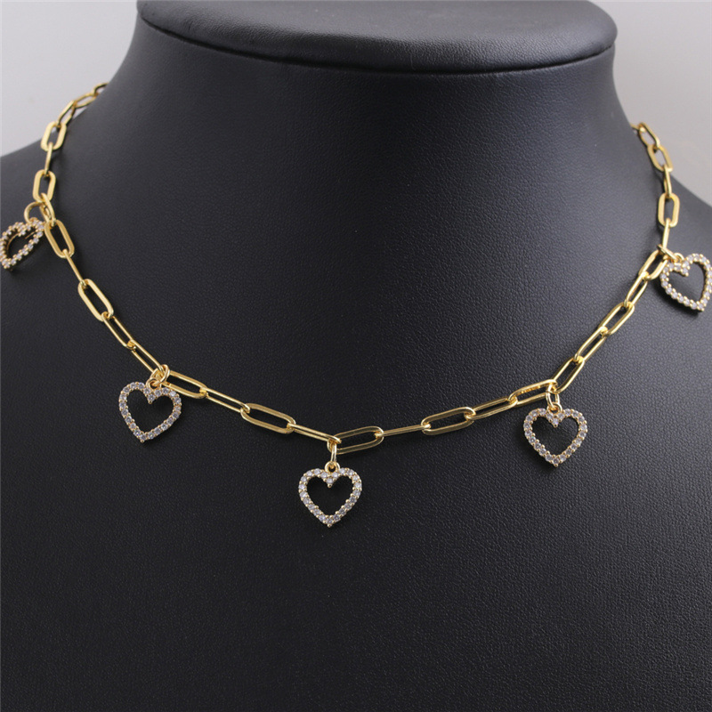 Mode Herzform Kupfer Eingelegte Zirkon Halskette Großhandel display picture 17