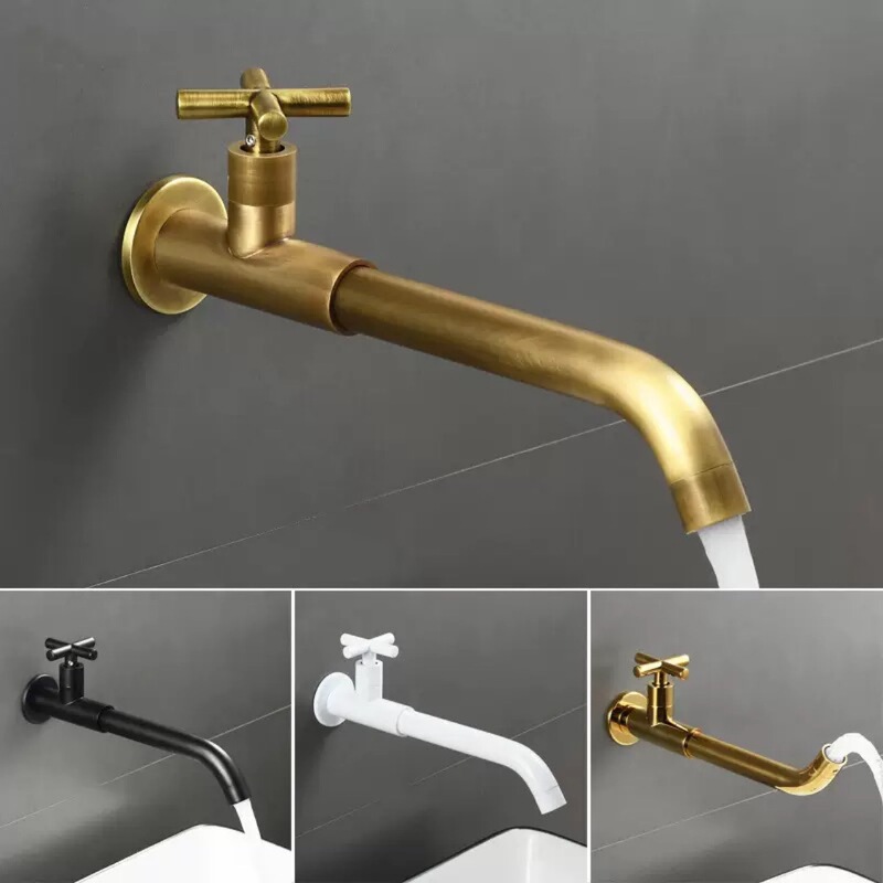 Antique-Style Extended Single Cold Water Faucet, 1/2 Inch Quick-Open Mop Sink Basin Faucet for Home Use, In-Wall Outdoor Brass Antique-Style Extended Single Cold Water Faucet, 1/2 Inch Quick-Open Mop Sink Basin Faucet for Home Use, In-Wall Outdoor Brass