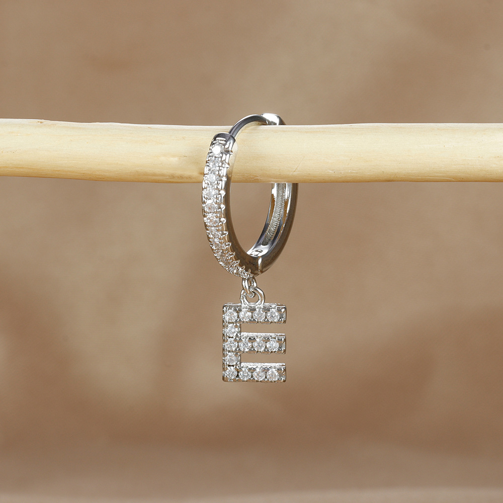 6g Weight Copper Ear Needle Material Zircon Inlay Material Charm Sleeper Hoop Earrings, Drop Earrings Classification 1 Piece Quantity Daily Occasion Copper Material Letter Pattern Unisex Gender Plating Design Casual Style 1 Piece Casual Letter Plating Copper Zircon Drop Earrings 13