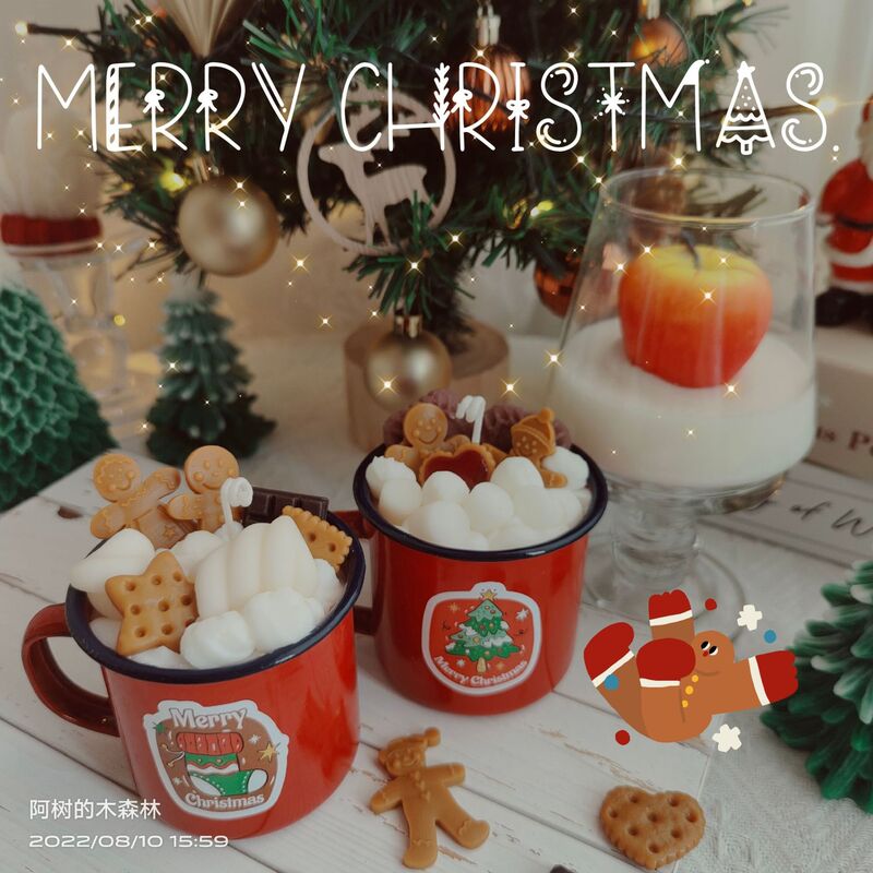 Christmas candle creative handmade gingerbread man marshmallow aromatherapy ornaments hand gift cross-border gift shooting props