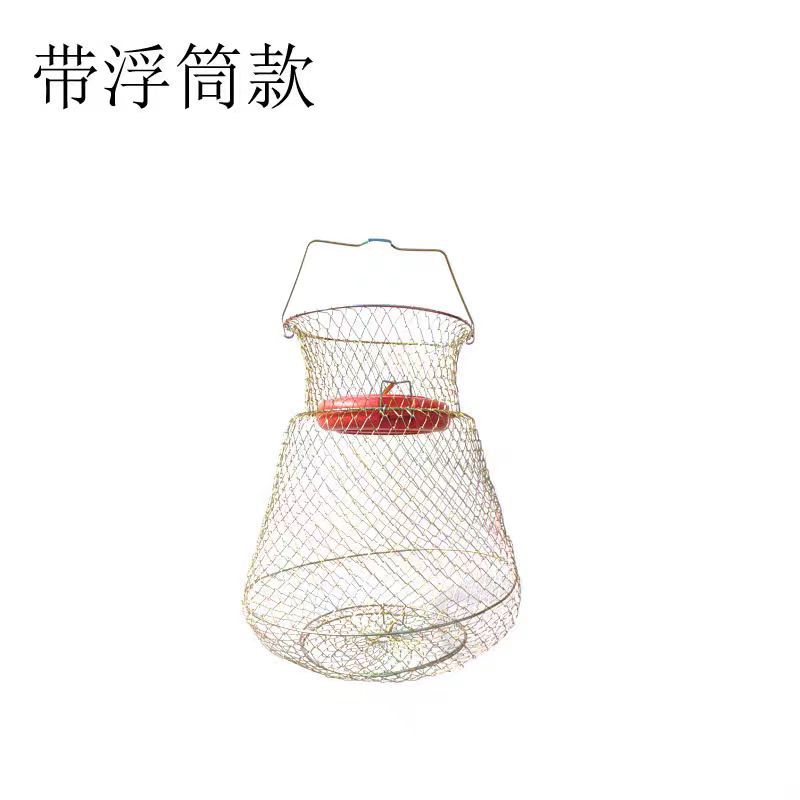 Venta al por mayor plegable de hierro cesta de pescado suministros de pesca
