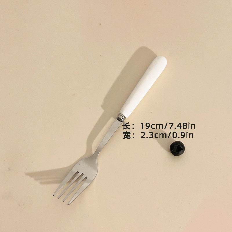 セラミック柄ステンレスナイフフォークスプーン食器三点セットins风フルーツフォークデザートスプーンフォークアイスクリームスプーン|undefined