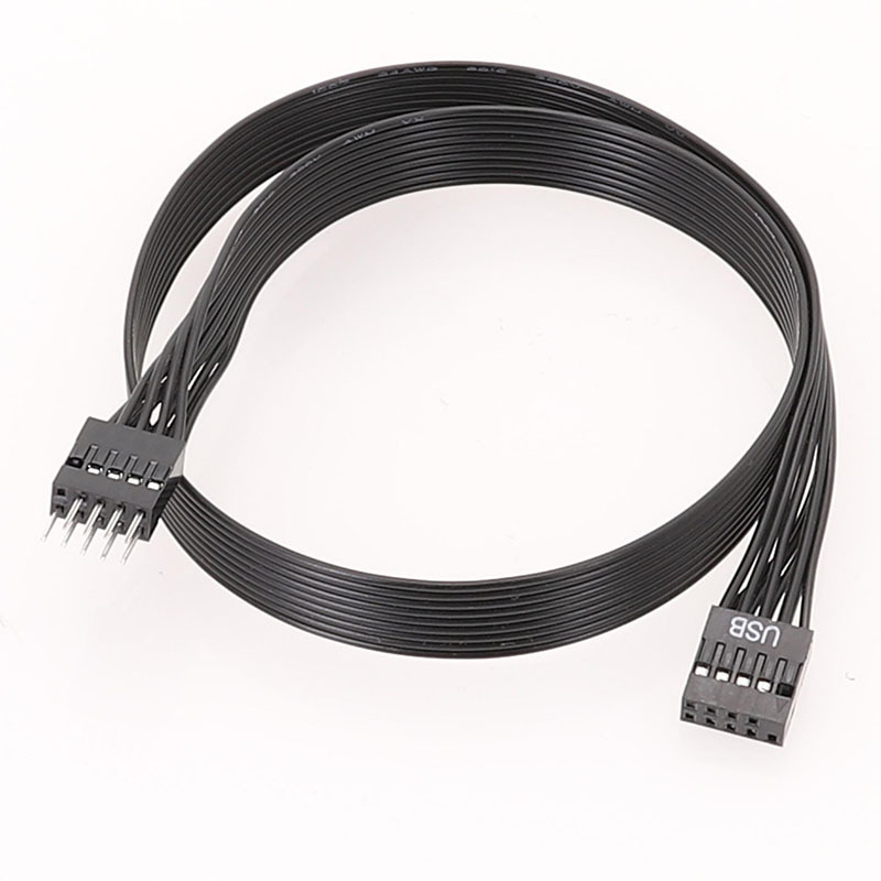 Computer Motherboard Front Usb9Pin 2.0 Extension Cable 9-Pin Male to Female Connection Black Cable USB 9-Pin Connection