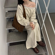 秋上新【LABEL】意法韩版休闲简约高级感斜肩衬衫卫衣套装女