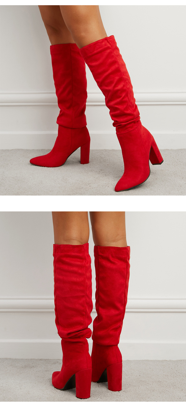 Women's new winter fashion pointed toe women's boots thick heel boots_voghion.com