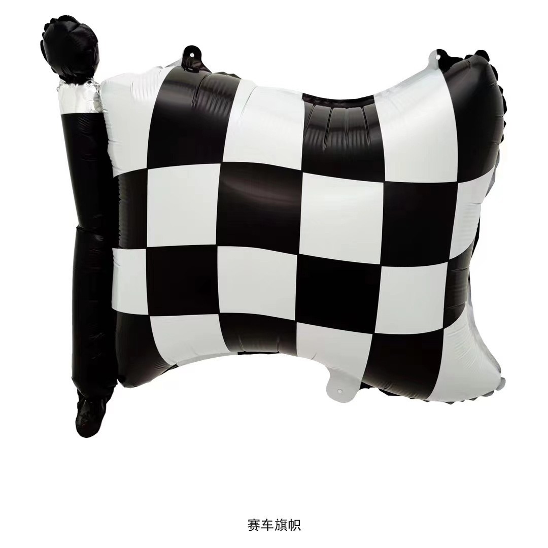 Nuevo 18 pulgadas negro y blanco a cuadros de fútbol a rayas globo de aluminio decoración de la fiesta de cumpleaños de los niños accesorios de globo