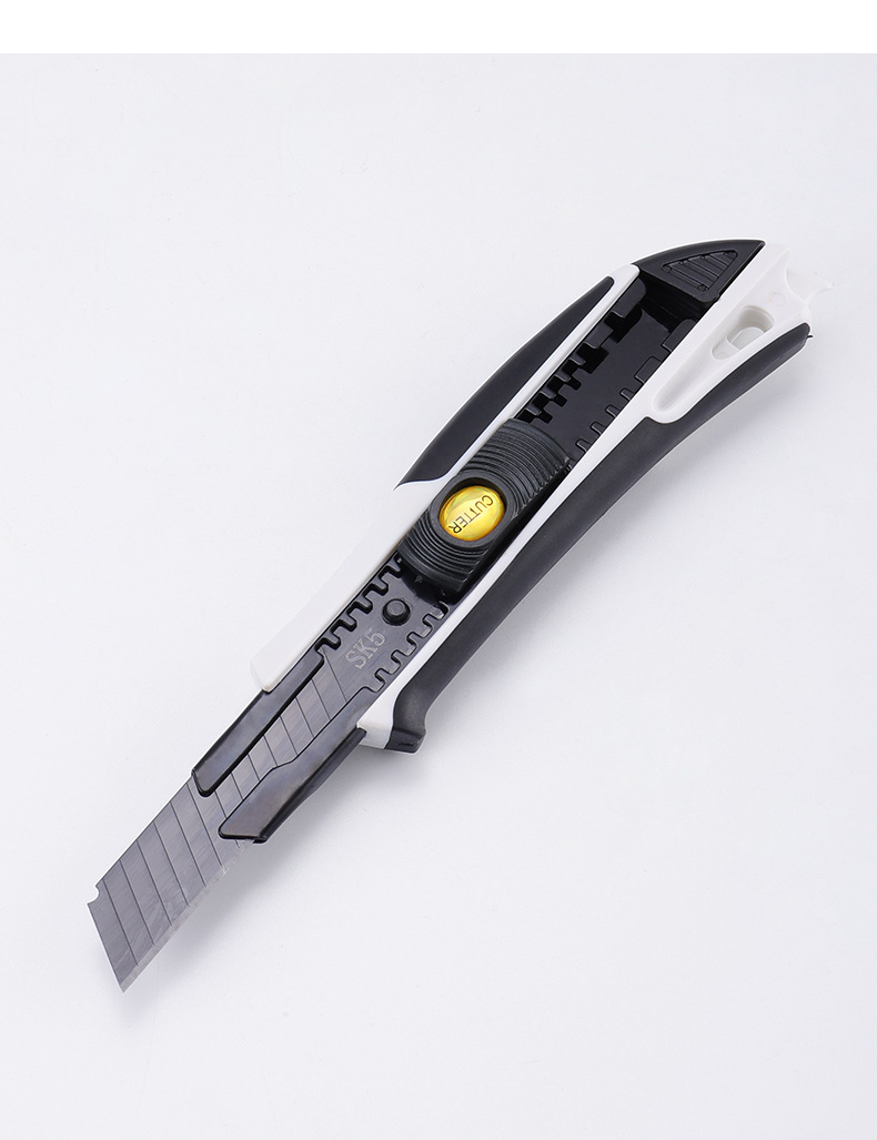 宝吉重型黑刃美工刀 SK5锋利黑刀片包胶裁纸刀 工业用2连发工具刀详情7