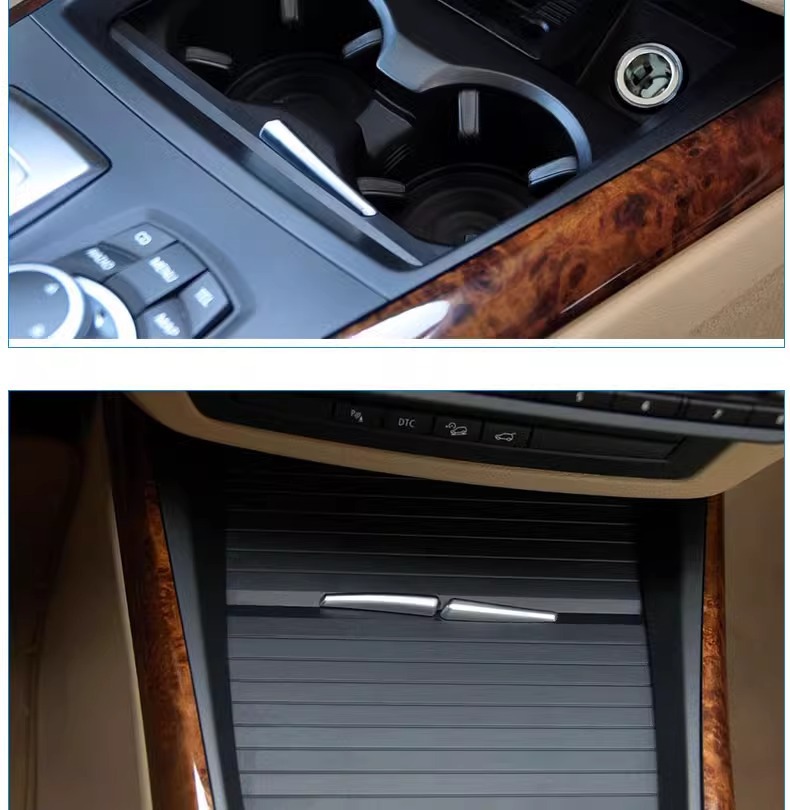 Suitable for Bmw X5 X6 Cup Holder Curtain Chain Plate Cigarette Lighter E70 Armrest Cover New Electroplated Trim Strip