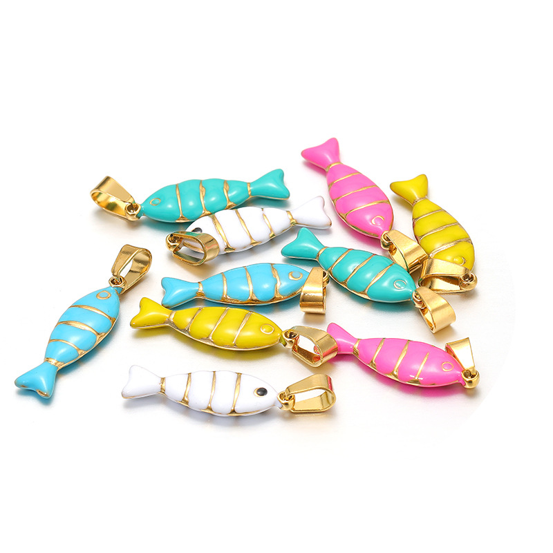 9g Weight Pendant Jewelry Making Type DIY Jewelry Accessories Classification 5 PCS/Package Quantity Resin Material Fish Pattern Enamel Design Cute, Simple Style Style 5 PCS/Package Resin Fish Pendant 8