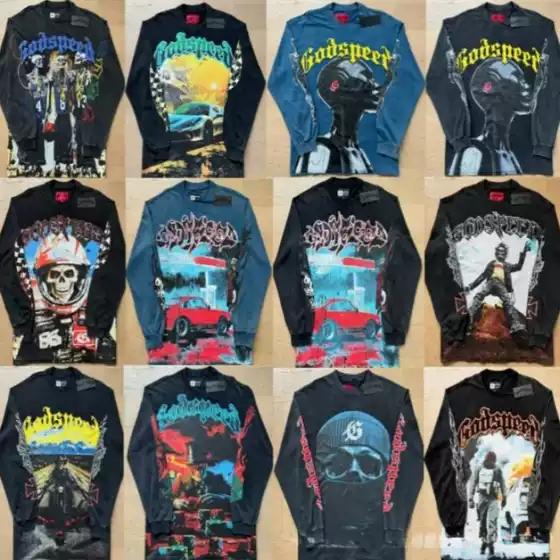 25Ss American Trendy Brand High Street Retro Washed Skull Print Loose Long T-Shirt Hoodie for Men and Women High Street