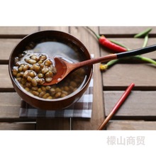 日式木质圆口吃饭勺子个性实木原木红黑柄情侣勺子餐具