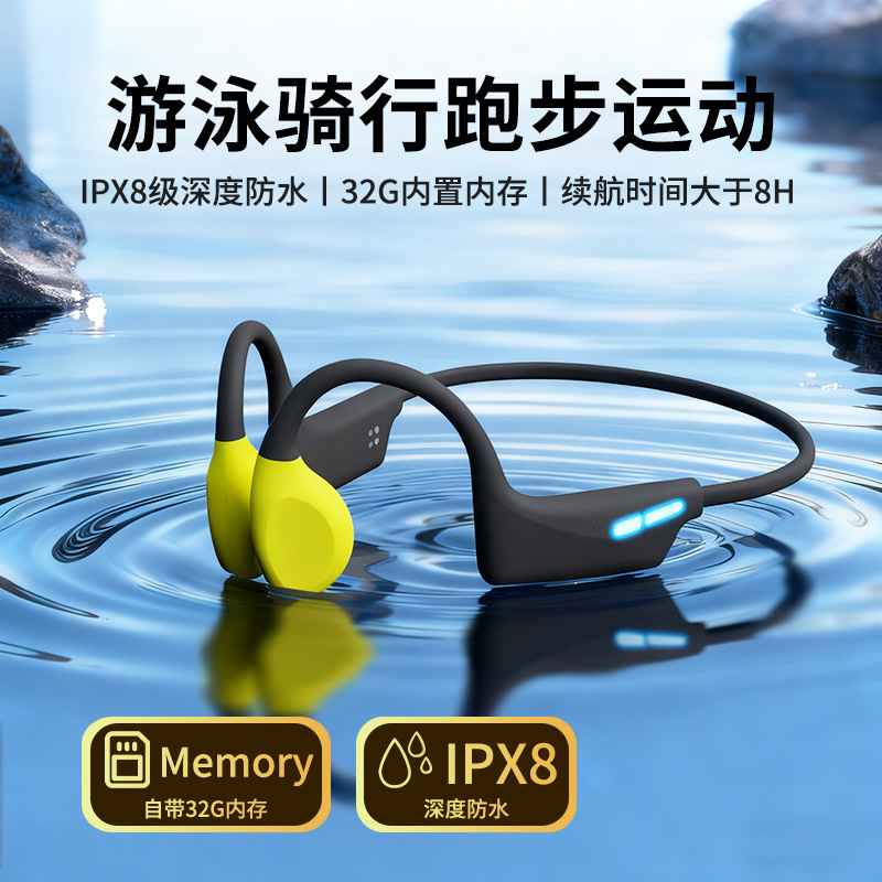 Cross-Border Popular Bone Conduction Bluetooth Sports Headphones, Open Neckband Style, Outdoor Swimming, Running, Cycling, Waterproof Gift Cross-Border Popular Bone Conduction Bluetooth Sports Headphones, Open Neckband Style, Outdoor Swimming, Running, Cycling, Waterproof Gift