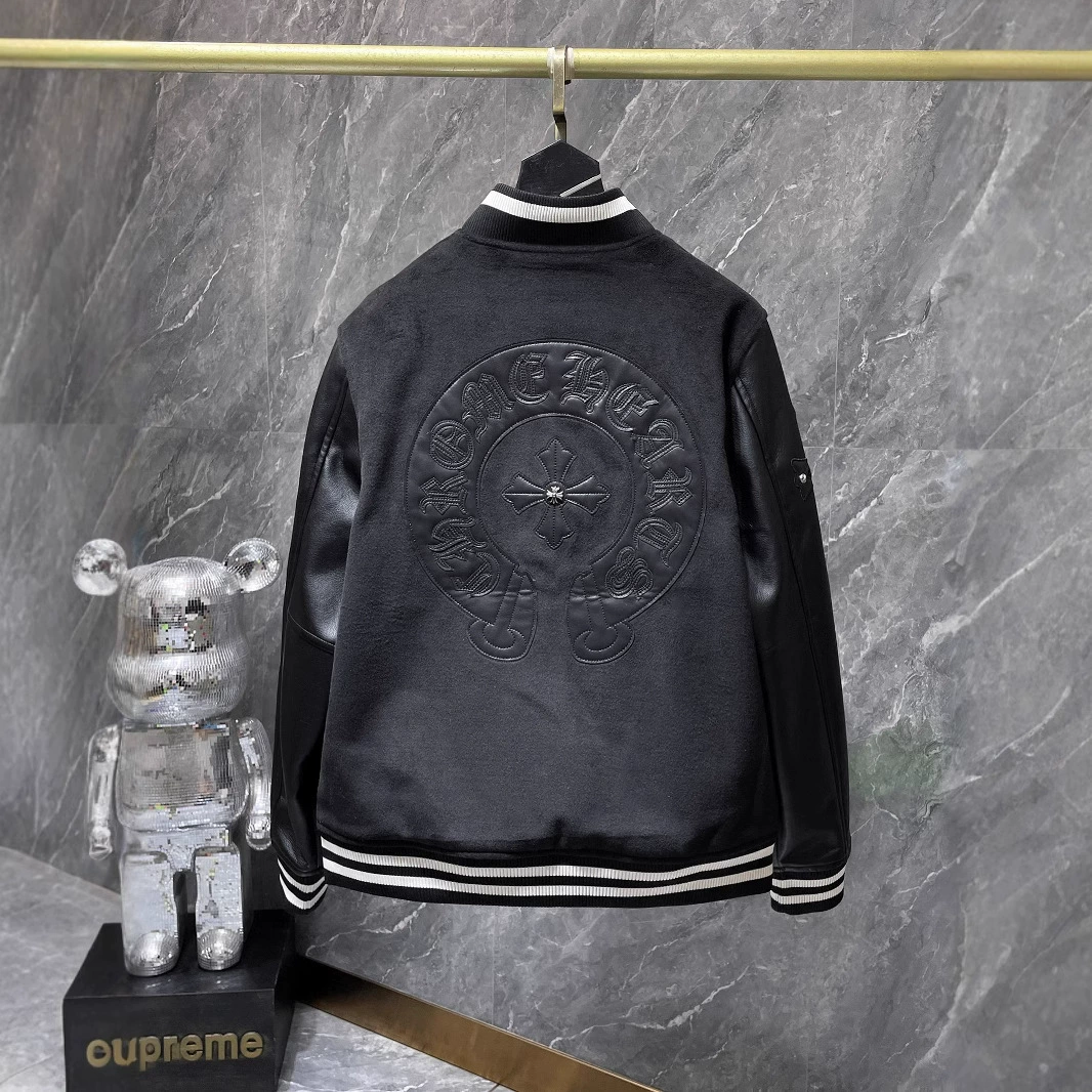 2024 осень и зима новая CH Crow Sanskrit Cross Wool leather sleeve сшитая вышивка базовая форма для мужчин и женщин