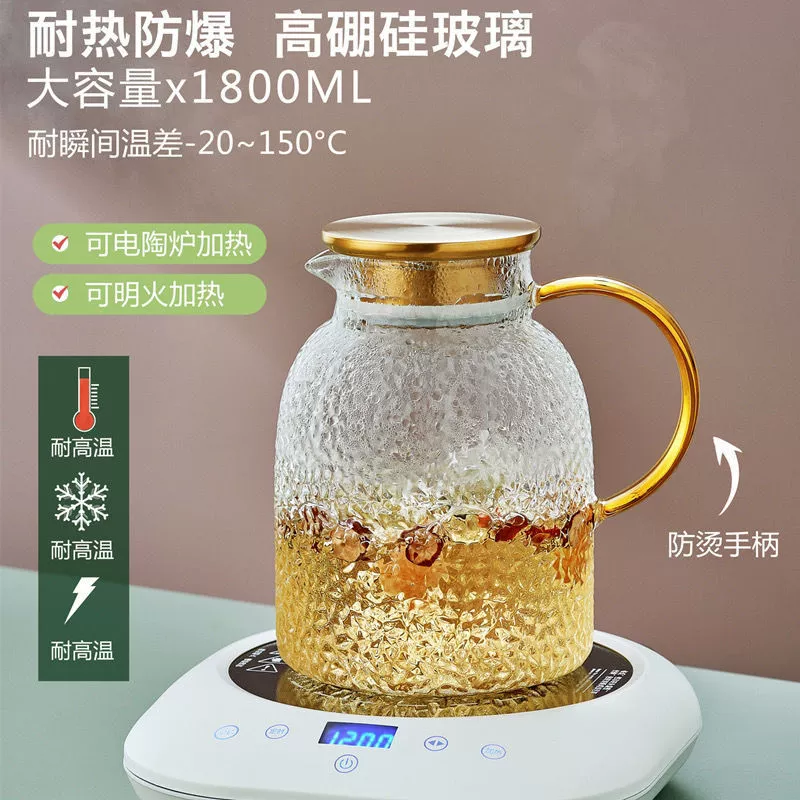 Glass capacious teapot, set, increased thickness