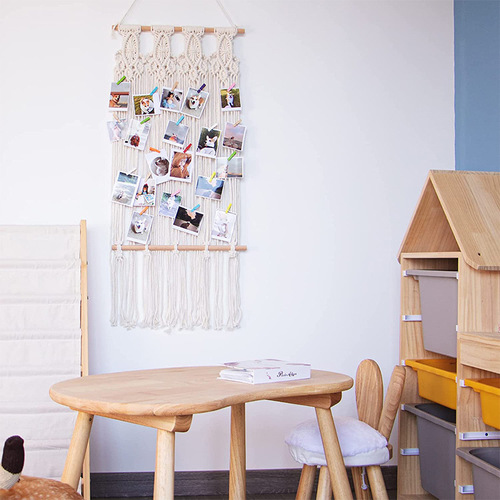 Cross-border woven photo folder woven decorative storage tapestry photo display Nordic home hanging photo hanger