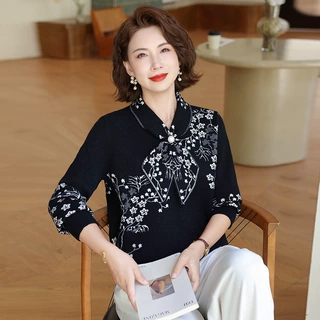 【100%羊毛】针织打底羊毛衫中老年奶奶秋冬上衣妈妈毛衣女装厚款