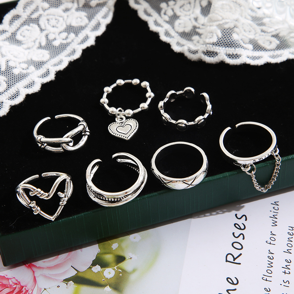 Retro Heart Shape Metal Plating Open Ring display picture 2