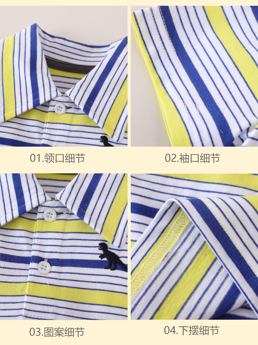 2025 verano nuevos pantalones cortos de manga corta de moda casual para niños traje camisa POLO a rayas traje de dos piezas