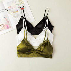 Mulberry silk underwear women's summer thin breathable French silk wire-free bra sexy pure lust satin bra