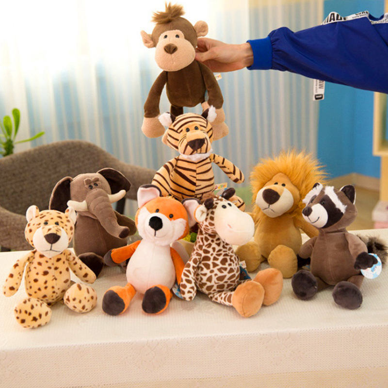 可爱森林动物公仔爪机毛绒玩具大象玩偶小猴老虎狮子长颈鹿布娃娃