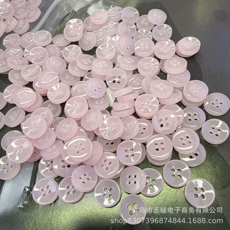 Colorful Pearlescent Thin-Edged Macaron Cream-Colored Concave Resin Buttons for Shirts, Women's Blouses, Versatile Clothing Decorative Buttons