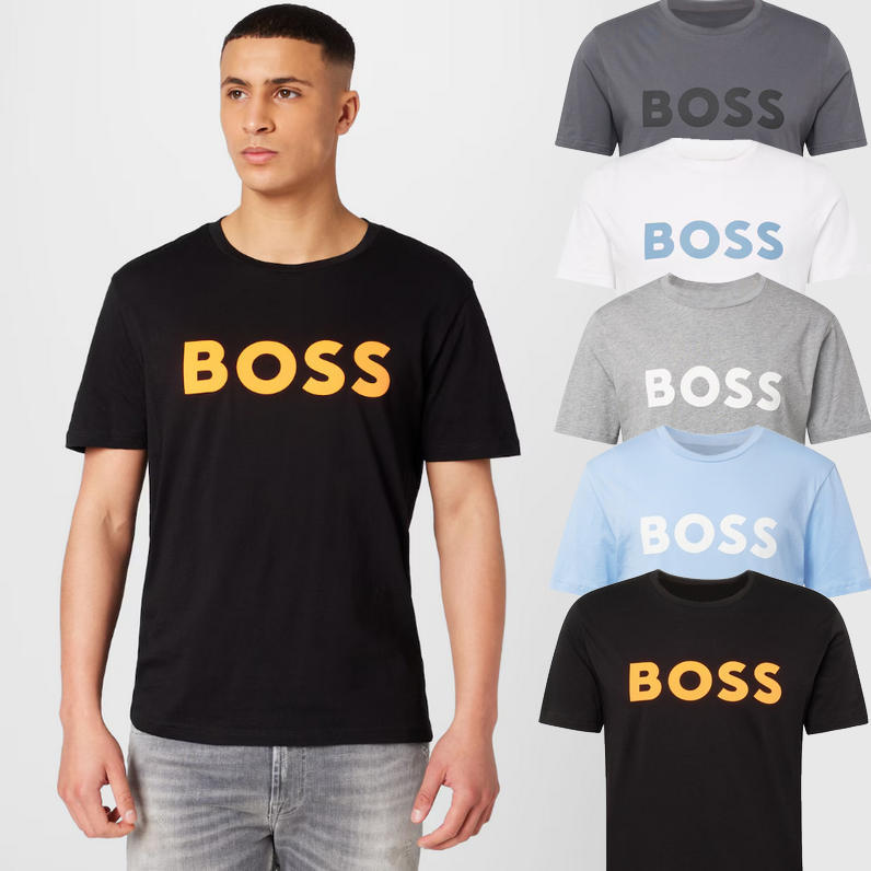 Cross-Border Export European Size Loose Men's Round Neck Short-Sleeved T-Shirt Boss Trendy Brand Printed Light and Mature Casual Textured Cotton T-Shirt