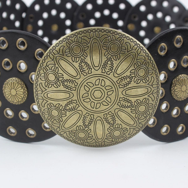 Bronze round buckle black