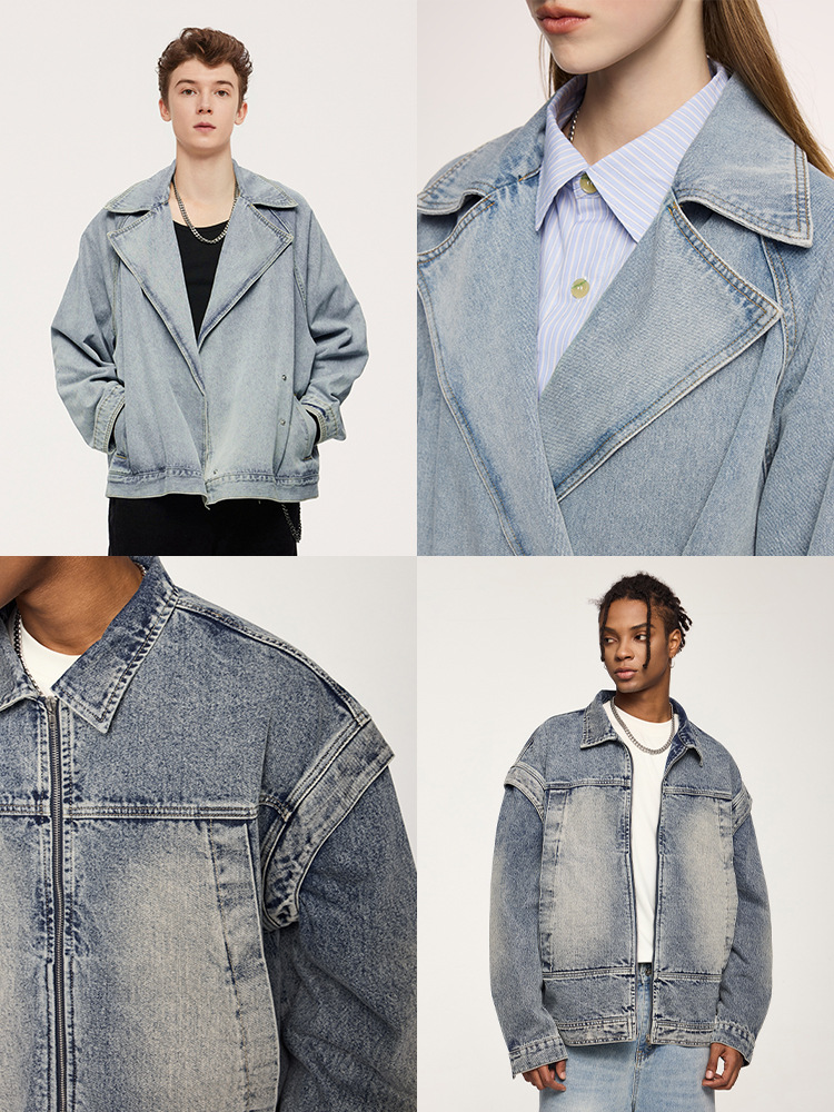 捷展男装 | アメリカのレトロな水洗いデニムジャケット2025春秋コートアメリカの街頭で古い上着を作る