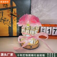 玫瑰花水晶台灯卧室床头氛围灯led送老婆七彩变色遥控装饰小夜灯