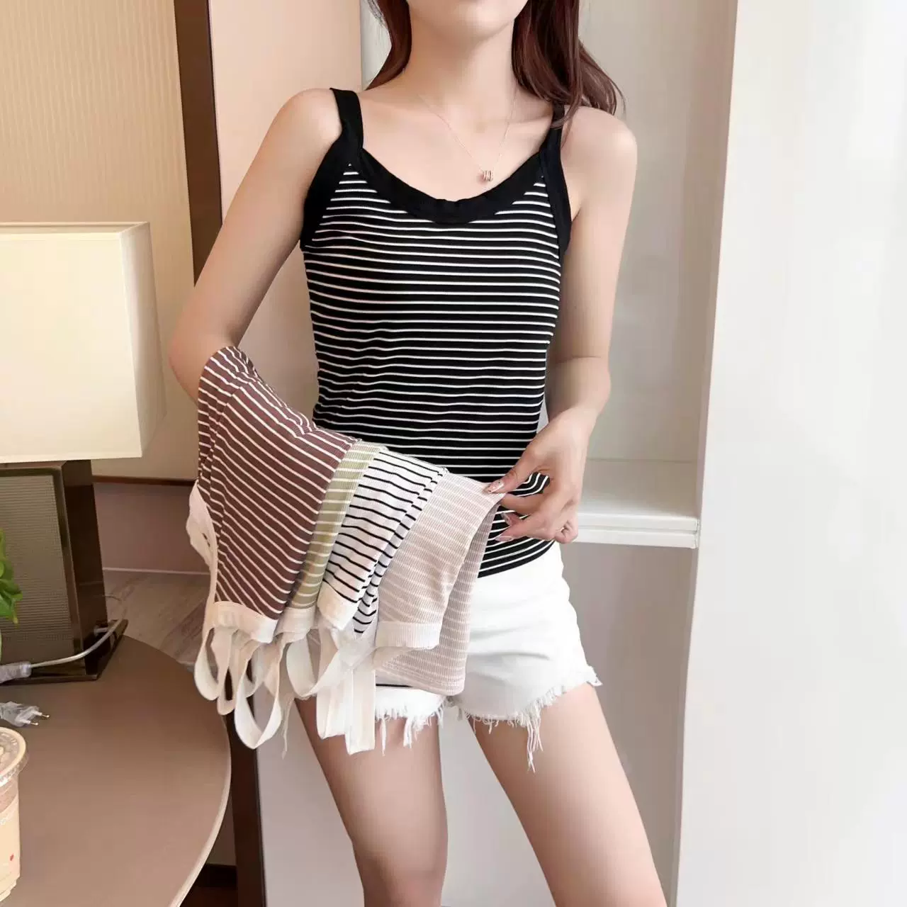 Sonic Boom Sling, женский жилет в полоску, Женская внутренняя одежда, 2023, новая летняя облегающая Базовая рубашка, женская верхняя одежда