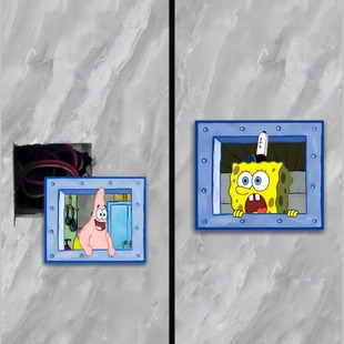 Spongebob Doraemon Toilet Wall Hole Shading Decorations Wall Stickers Wooden Door Tile Hole Hole Shading Artifact