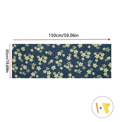Car interior film | Column Applique National Tide Brocade - navy-blue-cherry-blossoms