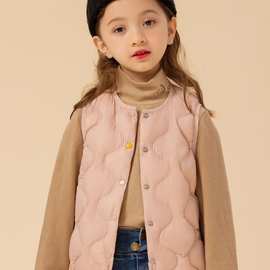2024秋轻薄无领儿童羽绒马甲背心宝宝男童女童宝宝中大童坎肩内胆