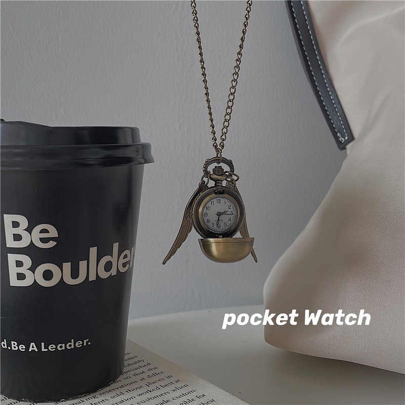 Harry Potter Around Golden Snitch Quidditch Pocket Watch Anime Vintage Hanging Watch Spherical Student Christmas Gift
