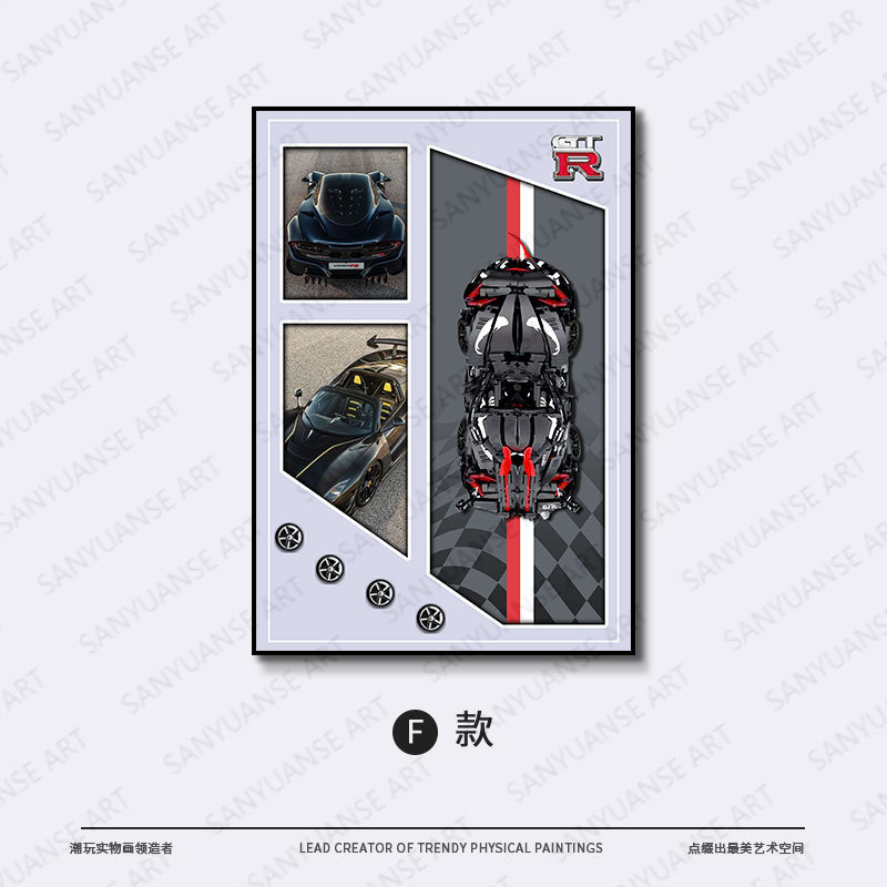 Pintura para colgar coches 911 coche deportivo famoso espectáculo de coches marco para almacenar bloques de construcción marco de fotos en la pared para niños comercio electrónico transfronterizo tridimensional