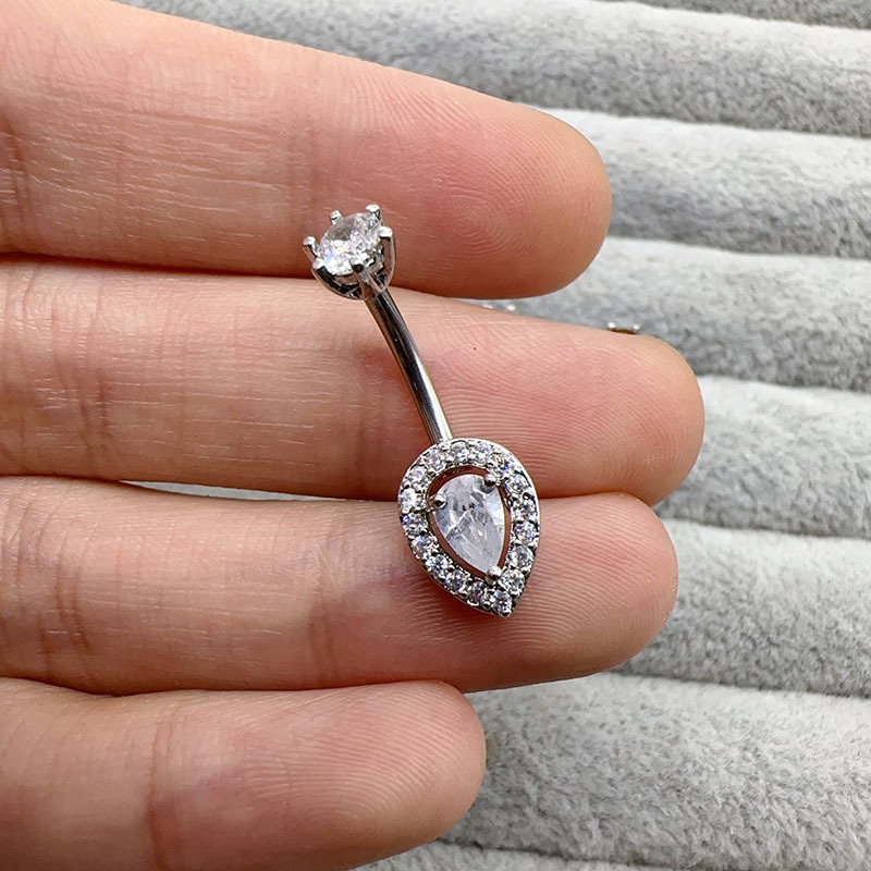 Bauchpiercing Wassertropfen Aus Titanstahl Mit Zirkonia_voghion.com