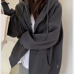 外套女潮ins秋冬季装韩版连帽宽松百搭学生2025新款长袖加绒卫衣