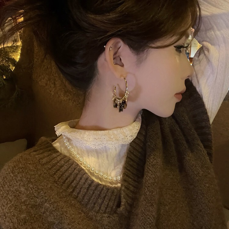 美式辣妹！欧美气质高级感豹纹流苏耳环复古时尚秋冬款美拉德耳圈|undefined