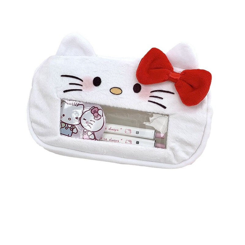 ins 高見え人気ガールぬいぐるみ窓 kt 猫ペンバッグかわいい学生文具バッグ大容量収納袋|undefined