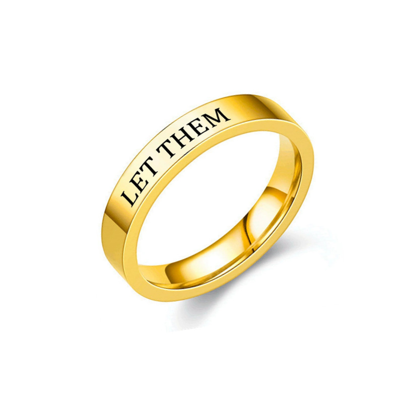 Anillo de acero de titanio LET THEM transfronterizo europeo y americano
