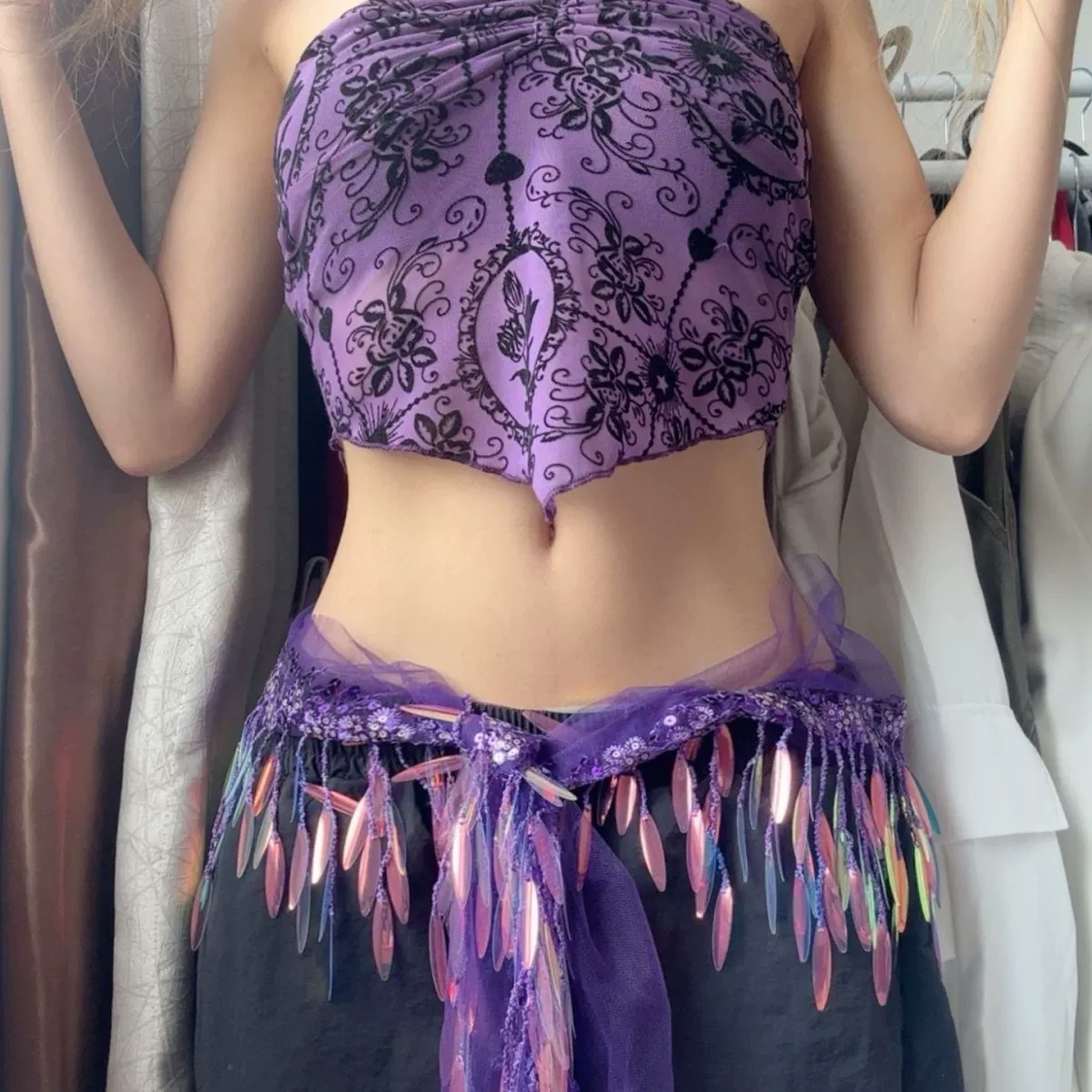 Новая домашняя зажигательная джазоваяDance ass curtain jzza street dance waist scarf sequins hip scarf hip hop hip hop универсальный пояс