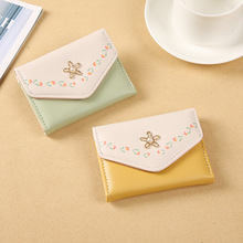 新款韩版外贸女士拼接钱包 时尚简约短款手拿小钱包