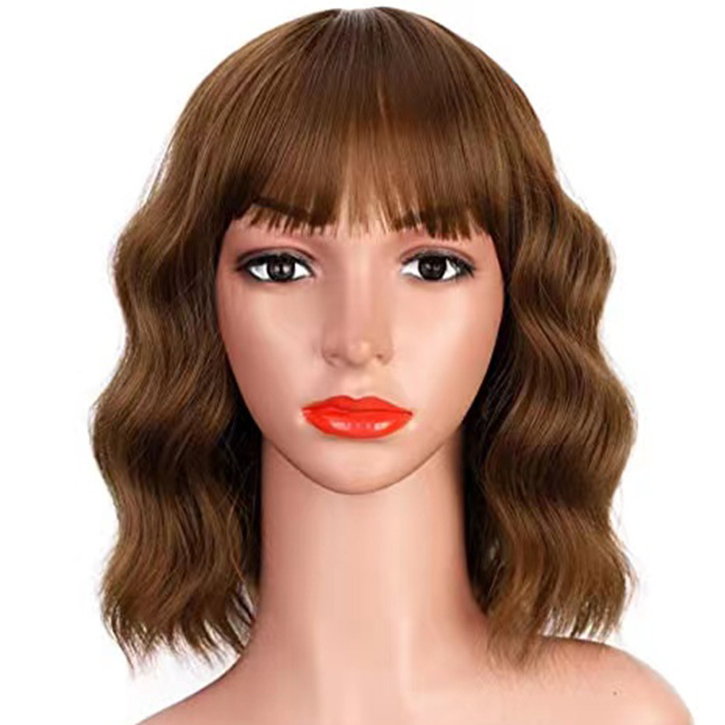 Water wave pattern Short Wig European and American wig short wave head wave curl color air bangs shoulder hair awning loose