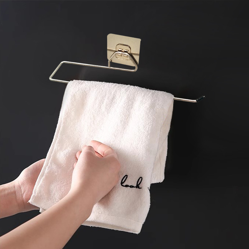 Household Towel Rack Bathroom Towel Rack Kitchen Paper Towel Rack Rag Storage Rack Stainless Steel Single Buckle Roll Paper Rack