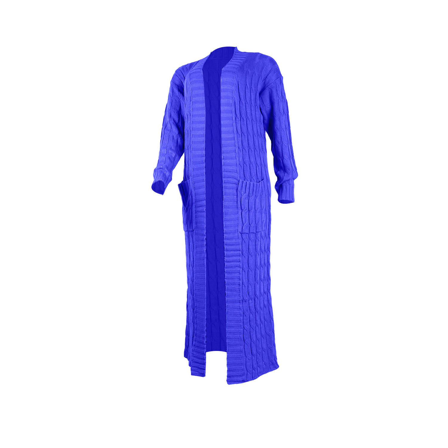 Damen Strickjacke Lang Aus Grobstrick In Unifarben Wintermantel_voghion.com