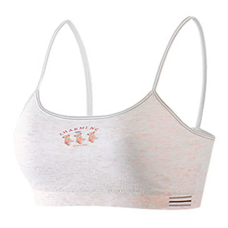 Fa Summer Wireless Bra for Girls, Soft Support Straps, 4 Color Options: Light Blue, Gray, Powder, White